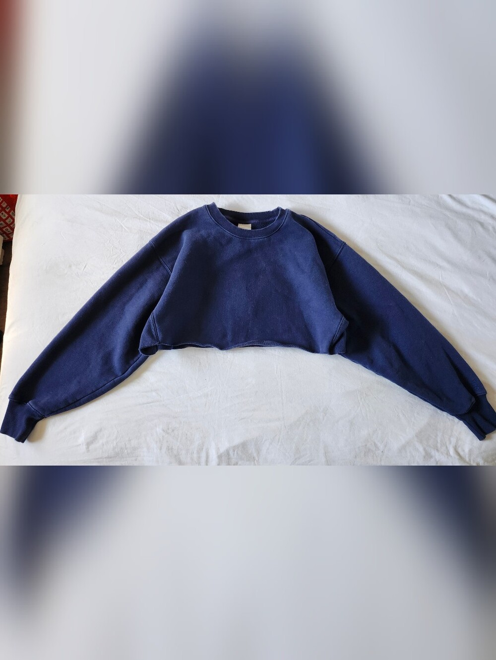 TNA Navy Cropped Crew Sweatshirt
